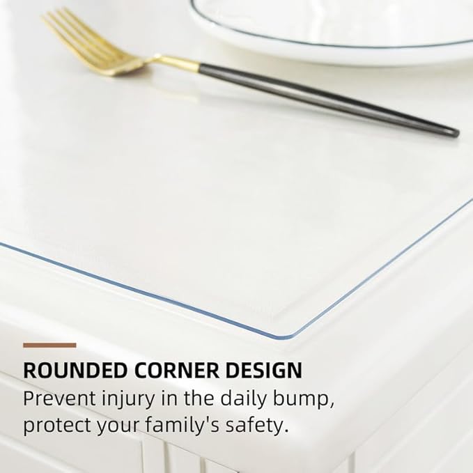 Warmstar Clear Table Cover Protector 20 x 60 Inch,1.5mm Thick Plastic Table Cover Rectangle,PVC Clear Table Protector,Desk Protector Mat for Kitchen, Dresser, Writing Desk，Dining Room Table