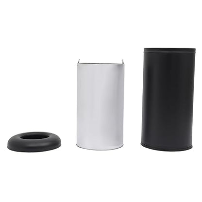 15.5 Gallon Commercial Trash Can, Round Open Top Waste Bin for Indoor and Outdoor, Stainless Steel Trash Bin with Lid, Durable Metal Garbage Can for Restaurant, Kitchen, Office, Black