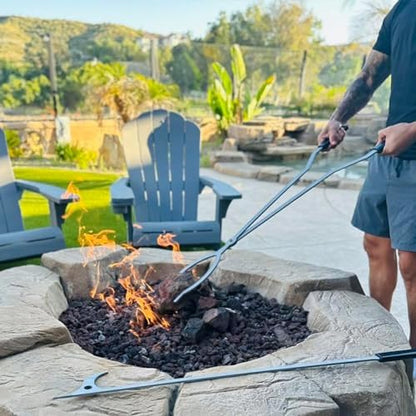 40in Fire Tongs and Fire Poker Set Stainless Steel - Image 2