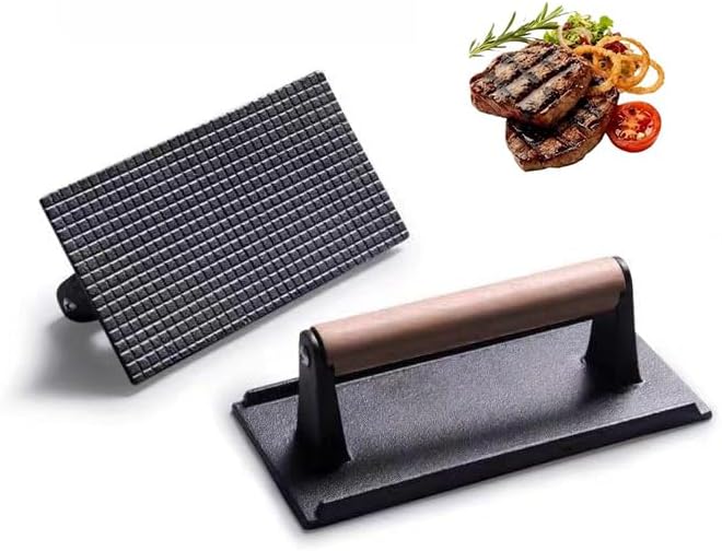 KitchenTools Heavy Duty 8"Cast Iron bacon Grill Press Smash Burgers Press by Unknown