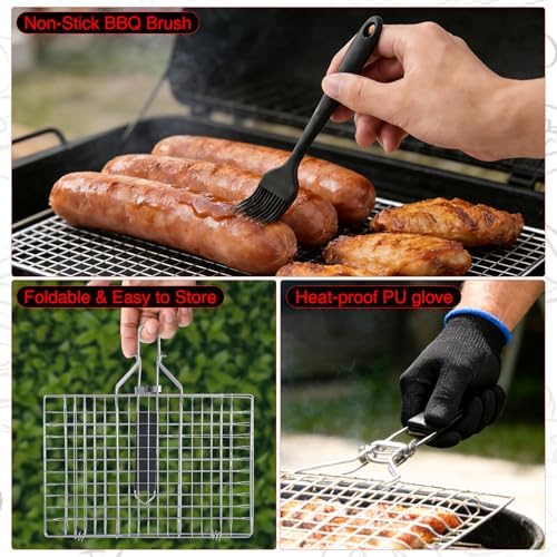 Grill Basket Set – Stainless Steel Folding BBQ Basket - Image 5