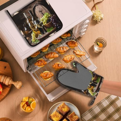 Wine and Barrels Oven Mitts and Pot Holders Sets Non-Slip Silicone Surface - Image 6