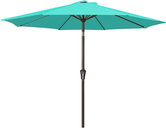 JEAREY 10 ft Outdoor Patio Umbrella w/Tilt and Crank, Auqa Sky | 8 Sturdy Ribs by JEAREYOutdoorsCollection