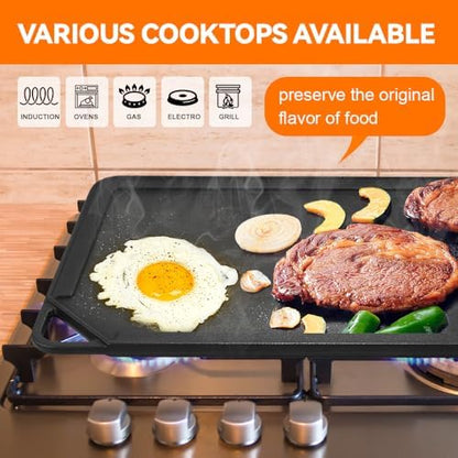 GGC Reversible Cast Iron Griddle, 20 x 10 Rectangular Griddle Pan - Image 5