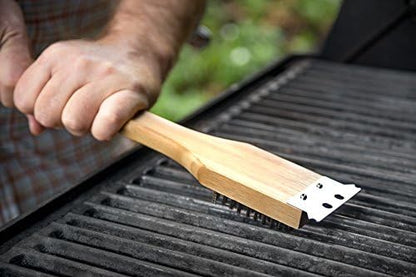 Outset QV40 Verde Collection Grill Brush and Scraper, 14.5 inches, Bamboo Handle - Image 6