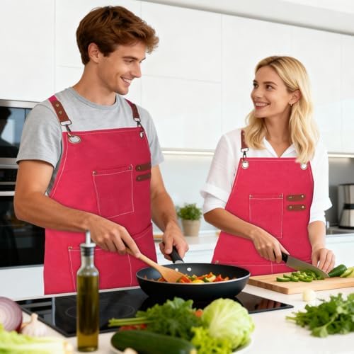 Aprons For Women Men With Large Pockets, Waterproof Cotton Chef Aprons For - Image 6