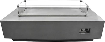 Elementi Granville Fire Pit Bundle Outdoor Firepit Set Includes 60” Propane Concrete Firepit Table, Glass Windscreen, Stainless Steel Cover, Tank Cover, Canvas Cover, Floor Mat, Ice Bucket