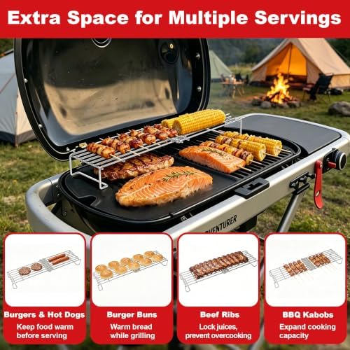DELSbbq Universal Adjustable Grill Warming Rack - Image 3