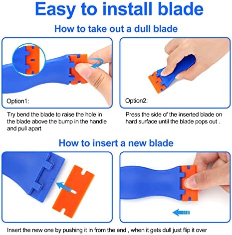 4 Pcs Plastic Razor Blade Scraper and 100 Pcs Blades, Remove Label Decal Tool， - Image 7