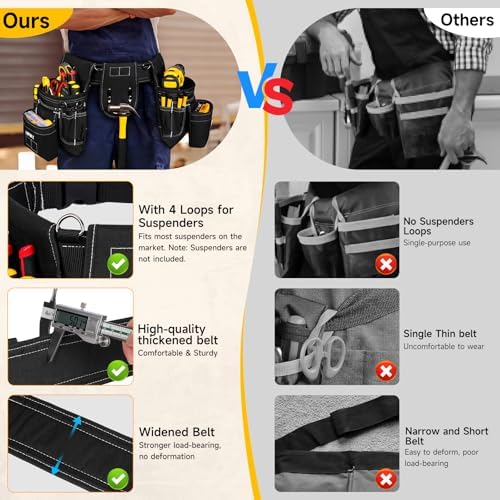 LEFOR·Z Tool Belt with 4 D-Rings, 27-Pockets Tool Belts - Image 3
