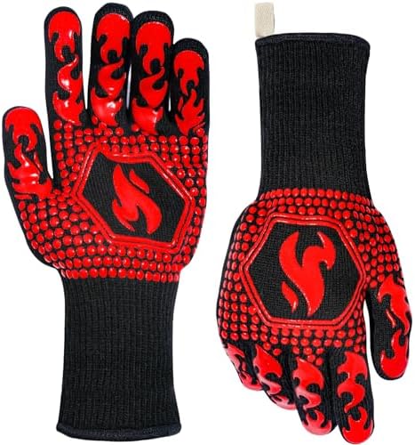 QUWIN BBQ Gloves, Oven Gloves 1472℉ Extreme Heat Resistant, Grilling Gloves by QUWIN