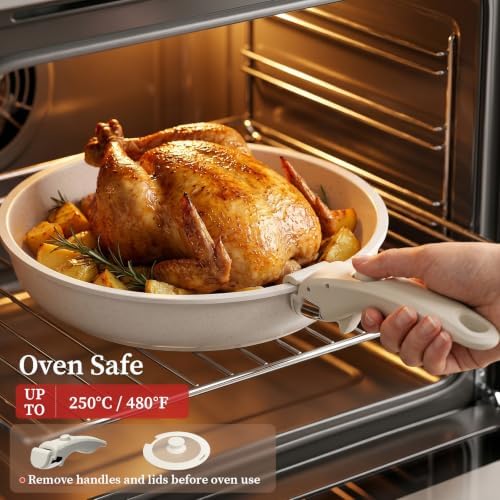 YASHE 9Pcs Granite Nonstick Pots and Pans Set, Oven Safe - Image 5