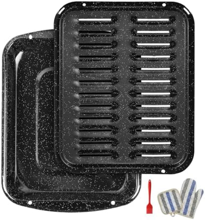 Broiler Pan for Oven16.75" ×13" Nonstick Grill Pan 5-Piece Set, Enamel Coated by YAMMITREE