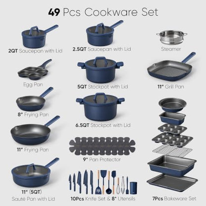CAROTE 49pcs Pots and Pans Set, Nonstick Cookware Set - Image 2