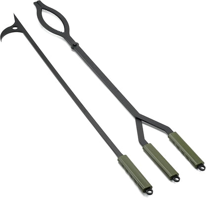 Stanbroil 40" Firewood Tongs and Fire Poker Set, Large Campfire Tongs Tool Set for Fireplace and Camping Fire Pit Wood Stove Indoor & Outdoor Use