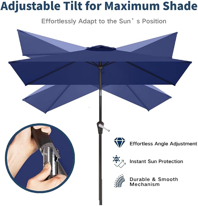 6.5' x 10' Rectangular Patio Umbrella Large Outdoor Market Umbrella w/UV - Image 4