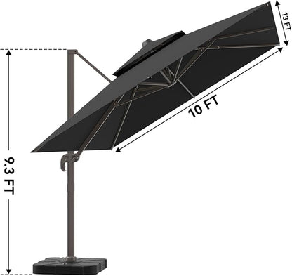 10x13FT Black Cantilever Outdoor Patio Umbrella - Image 5