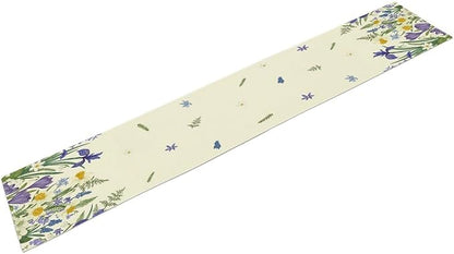 Wildflowers Table Runner,Spring Purple Floral Summer Seasons Daisy Flower Print Kitchen Dining Table Decoration for Home Farmhouse Party 13x70in