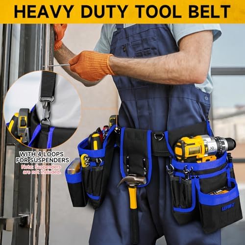 Tool Belt with 4 D-Rings, 27-Pockets Tool Belts - Image 6
