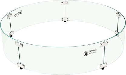 33" x 33" x 7" Round Fire Pit Wind Guard - Durable Fire Pit Glass Wind Guard with Aluminum Corner Brackets for Outdoor Firepit or Gas Fire Table, Easy Assembly