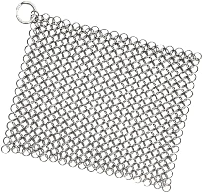 8"x6" Cast Iron Scrubber Stainless Steel Chainmail Cleaner by PIBC