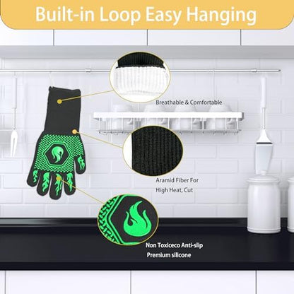 BBQ Gloves 1472F Heat Resistant Non-Slip Silicone 13.5in - Image 3