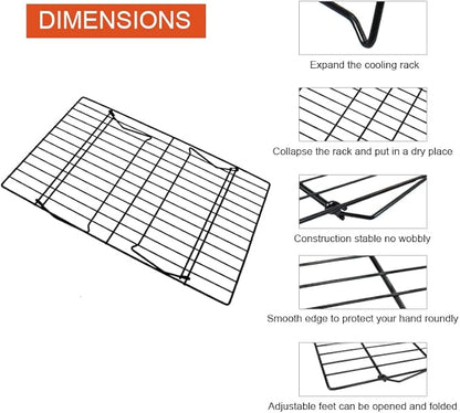 3-Tier Stackable Cooling Racks, Stainless Steel Wire Rack Baking Rack Oven Rack Cookie Rack Oven Safe, Rust-Resistant Non-Stick Cooling Grilling for Baking, Cooking, Roasting 15”x 10"