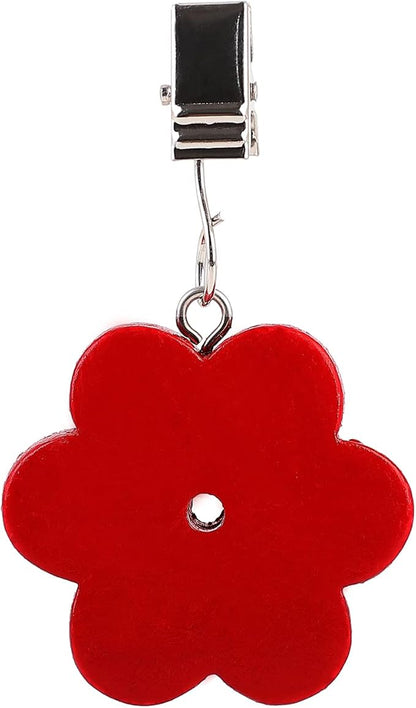 TwoFish Home Set of 4 Red Flower Tablecloth Weights Clips Handicraft Red Flower Tablecloth Clamps Pack of 4