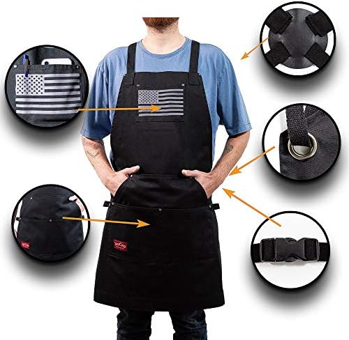 JayCee Apron for BBQ, Hobby and Workshop, 5 Pockets, Cross-Back, 2 Tool/Towel - Image 4