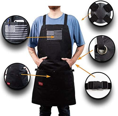 JayCee Apron for BBQ, Hobby and Workshop, 5 Pockets, Cross-Back, 2 Tool/Towel - Image 4