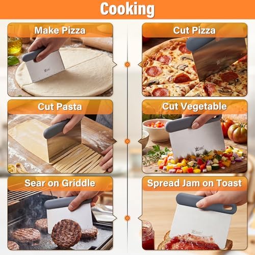 Bench & Dough Scraper for Kitchen 2-Pack, Pastry Scraper Tools - Image 6