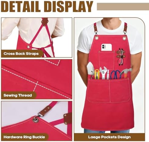 Aprons For Women Men With Large Pockets, Waterproof Cotton Chef Aprons For - Image 2
