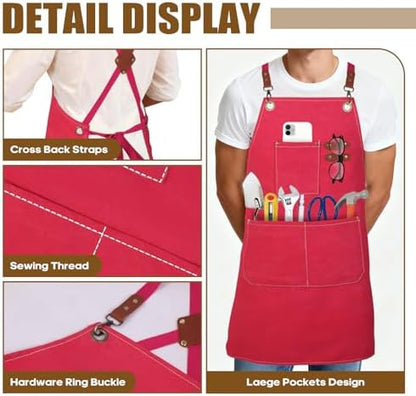 Aprons For Women Men With Large Pockets, Waterproof Cotton Chef Aprons For - Image 2