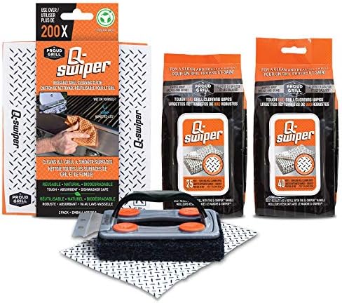Proud Grill Q-Swiper BBQ Grill Cleaner Gift Bundle, Wipes & Cloths by ProudGrillCompany