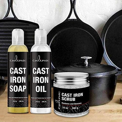 Culina Supreme Cast Iron Care Set: Restoring Scrub, Cleaning Soap & - Image 3