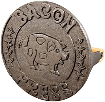 HIC Kitchen Bacon Press Weight, Heavy Cast Iron Wood Handle, by HIC