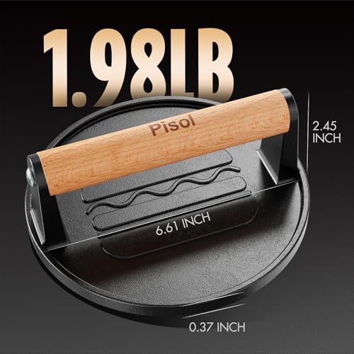 Pisol Smash Burger Press, Cast Iron Steak Weight Meat Patty Press Tool - Image 4
