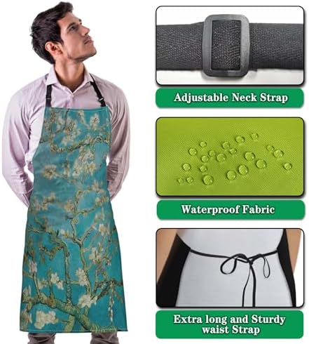 Kitchen Aprons for Men Almond Blossom Tree Women Apron for Cooking Restaurant - Image 4