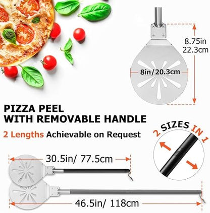 8 Inch Pizza Peel Turning, Joyfair Perforated Pizzas Turner, Painted Handle - Image 2