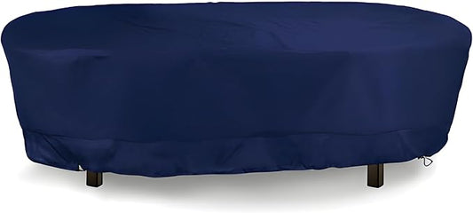 Eevelle Meridian Patio Oval Table Cover with Marine Grade Fabric - Waterproof Outdoor Table Cover - Furniture Set Covers for Dining Table - Easy to Install - (25.5" H x 70" L x 48" W, Navy)