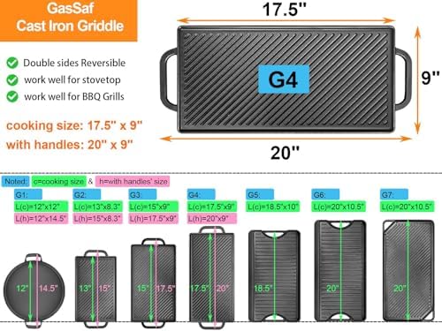 GasSaf 20x9 Heavy Cast Iron Griddle - Image 3
