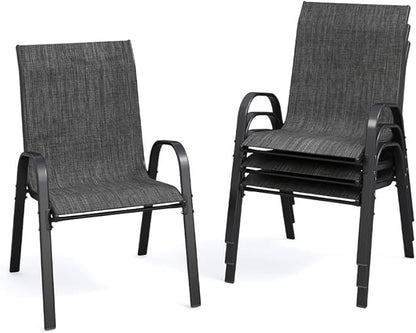 Patio Dining Chairs Set of 4, Outdoor High Stacking Chairs by VonzoyHome