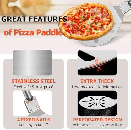 8 Inch Pizza Peel Turning, Joyfair Perforated Pizzas Turner, Painted Handle - Image 3