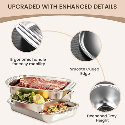 Grilling Prep and Serve Trays, 5-in-1 Grill Carry System Stainless Steel Food - Image 4