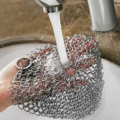 TOPULORS 316L Stainless Steel Cast Iron Scrubber Chaimmail Link 7 in Round - Image 2