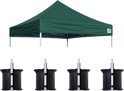 Eurmax USA Pop Up Canopy Replacement Canopy Tent Top Cover, Instant Canopy Top Cover ONLY,Bonus 4PC Pack Weight Bag (8x8,Forest Green)