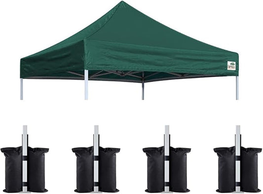 Eurmax USA Pop Up Canopy Replacement Canopy Tent Top Cover, Instant Canopy Top Cover ONLY,Bonus 4PC Pack Weight Bag (8x8,Forest Green)