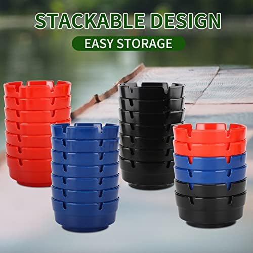 6Pcs Red Ashtray Sets for Cigarettes, Cute Plastic Tabletop Ash Trays, Home - Image 5