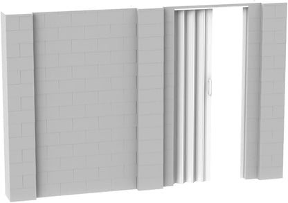 EverBlock 11’ x 7’ Wall Kit with Accordion Door | 3’ x 7’ Doorway | Modular Building Blocks | Wall Display System | Room Divider & Partition | Connect & Reuse | Indoor & Outdoor Use | Translucent