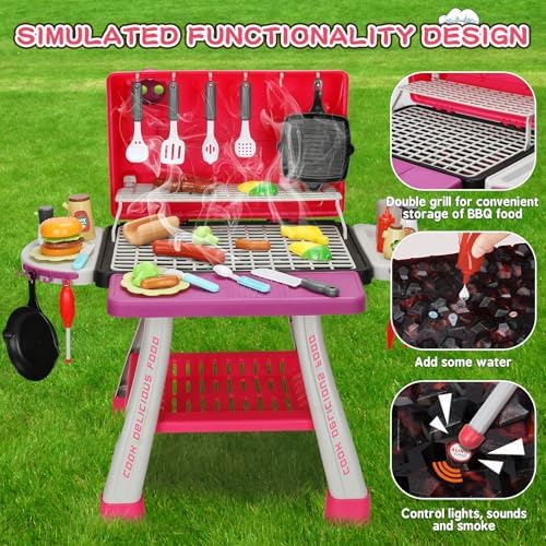 Kids Play Kitchen Toys, Kids BBQ Grill Kitchen Playset - Image 3
